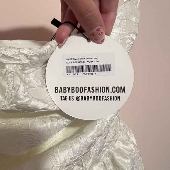 NWT BABYBOO Salome Mini Dress Floral Jacquard Ivory Strapless Women's Size XXL - Picture 5 of 12
